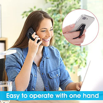Cobee Finger Strap Phone Holder, 4 Pcs Cell Phone Grip Holder Elastic Kickstand for Mobile Phone Anti-silp Braided Finger Holder Band Compatible with Smartphones, Small Tablets(Black)