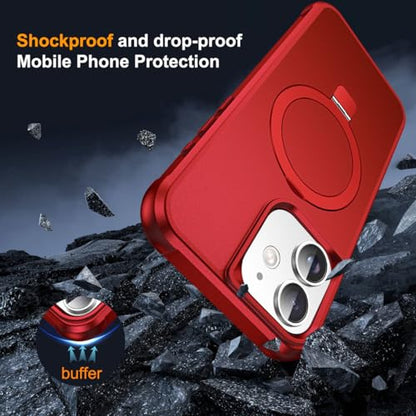 SKYLMW Compatible with iPhone 11 Case with Stand,Red | iPhone 11 Phone Case 6.1",Magnetic Ring Stand,Compatible with MagSafe,Military-Grade Protection,Great Grip Feeling - color: Red, size: Iphone 11