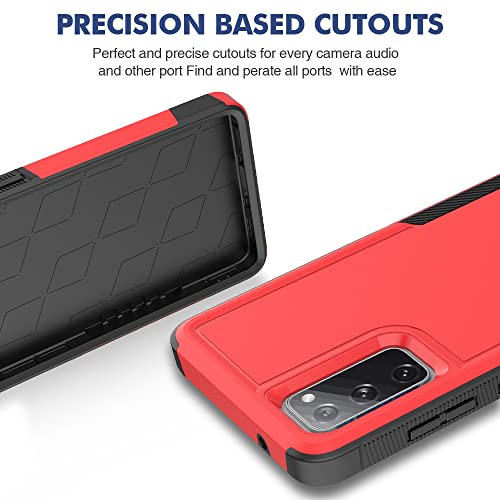 for Samsung Galaxy S20 FE Case,[Military Grade Drop Tested] with HD Screen Protector,Dual Layer Protective Heavy Duty Cell Phone Cover Non-Slip Shockproof Rugged Case for Galaxy S20 FE 5G (Red) - color: Red
