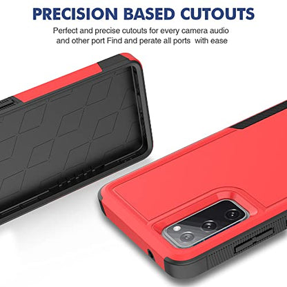 for Samsung Galaxy S20 FE Case,[Military Grade Drop Tested] with HD Screen Protector,Dual Layer Protective Heavy Duty Cell Phone Cover Non-Slip Shockproof Rugged Case for Galaxy S20 FE 5G (Red) - color: Red