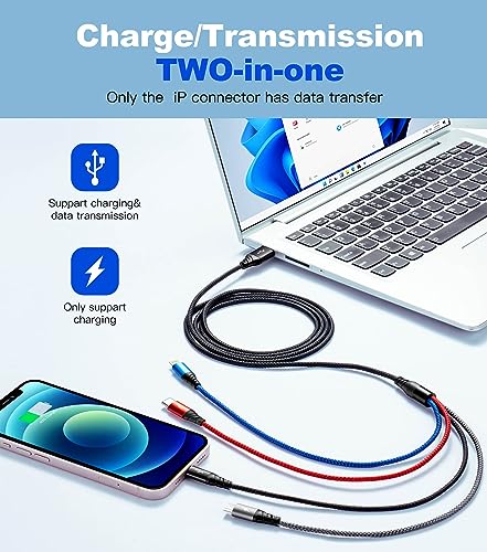 Multi Charging Cable [2Pack 6ft] Fast USB Charger Cord 3.5A Braided 4 in 1
