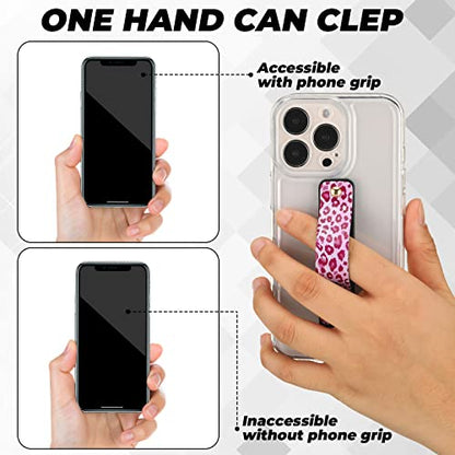 Weewooday 6 Pieces Phone Grip Holder Cell Phone Grip Strap Telescopic Finger Strap Stand Universal Finger Kickstand for Most Smartphones(Leopard Print)