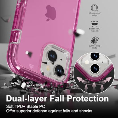 Follaroma for iPhone 15 Case, Shockproof Protection, Hot Pink | Heavy Duty Shockproof Protection Phone Cases, Anti-Drop, Dual Layer Transparent Rugged Protective Cover, 6.1 inch - color: Hot Pink, size: iPhone 15 6.1‘’