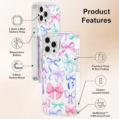 MOSNOVO Case for iPhone 12 & iPhone 12 Pro, [Buffertech 6.6ft Military-Grade Drop Protection] [Anti Peel Off Tech] Clear TPU Bumper Phone Case Cover Design - Bows - color: Clear - Bows, size: iPhone 12 / iPhone 12 Pro