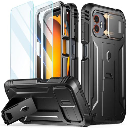 Poetic Revolution Case Compatible with Galaxy XCover7 Pro 5G, [Slide Camera Cover], [20FT Mil-Grade Drop Tested], Full-Body Military Grade Rugged Dual-Layer Shockproof Cover with Kickstand, Black - size: Galaxy XCover7 Pro