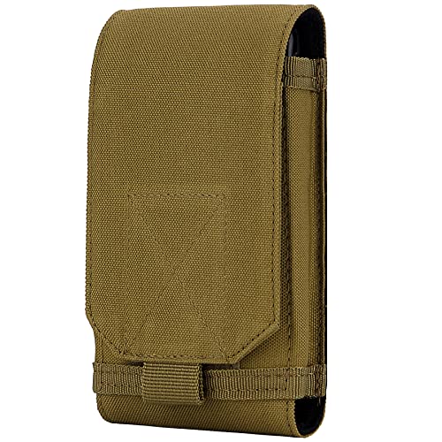 Tactical Molle Phone Holster Pouch, Universal Belt Waist Bag for iPhone 17 Pro Max/17 Pro/17/16 Pro Max/15 Pro Max/14 Pro Max/13/12, Samsung S25 Ultra/S24/S23, Size L - color: Khaki(1 Pack)