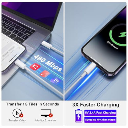 10-Pack 1FT Multi Short Charging Cables, 1FT Short USB C Cables & 1ft Short Lightning Cable & 1-ft Short Micro USB Cable for Charging Stations, Compatible for iPhone, iPad, Samsung, PS, Tablets & More