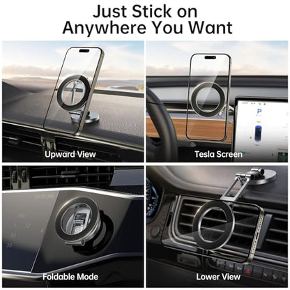 Syncwire Fits MagSafe Car Mount Magnetic Phone Holder for Dash and Tesla - color: Titanium Silver