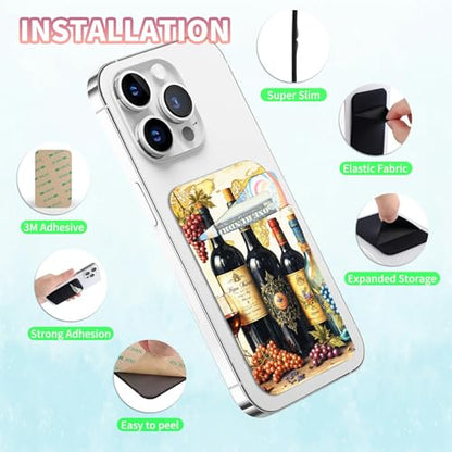 Phone Credit Card Holder Stick on, Cell Phone Pocket Self Adhesive Stretchy Stick on Wallet ID Credit Card Case Pouch Sleeve with Flap for All Smartphones, Grape Wine - color: Grape Wine