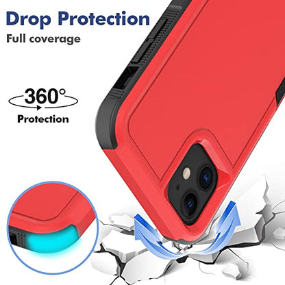 Jeylly for iPhone 11 Case 6.1 inch, Heavy Duty Dual Layer Full Body Rugged Shockproof Hybrid Hard PC Soft TPU Bumper Anti Scratch Protective Case Women Girls Boys iPhone 11 Cover, Red - color: Red, size: iPhone 11