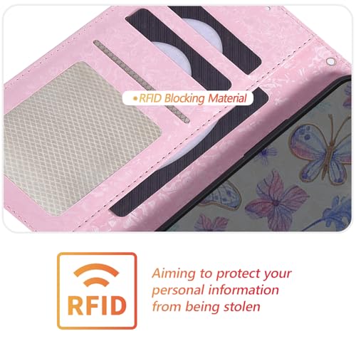 UEEBAI Wallet Case for Samsung Galaxy A57 5G, PU Leather Phone Cover Kickstand RFID Blocking Flip Case Card Slots Wrist Strap Relief Engraved Pattern Magnetic Closure Folio Cover - Butterfly - color: Butterfly, size: Samsung Galaxy A57 5G