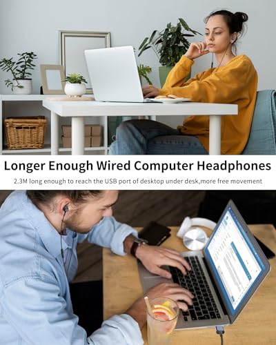 USB Earbuds with Microphone for PC Laptop,USBA Headphones,BlackBlue - color: Black Blue