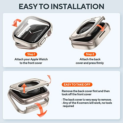 2-Pack Waterproof Case for 41mm Apple Watch Series 9/8/7 - color: Starlight/Clear, size: 41mm (Series 9/8/7)