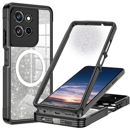 Hekodonk for Moto G Power 5G 2026 Case, Compatible with Magsafe [Built-in Tempered Glass Screen Protector & Camera Lens Protection] Full Body Shockproof Protective Women Girl Bling Case,Black - color: Black