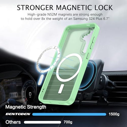 BENTOBEN Magnetic for Samsung Galaxy S24 Plus Case [Compatible with Magsafe] Translucent Matte Slim Fit Shockproof Anti-Yellow Women Men Protective Phone Cover for Galaxy S24 Plus 6.7", Matcha Green - color: Matcha Green