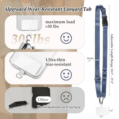 Multifunctional Phone Lanyard Adjustable Anti-Theft Crossbody Phone Strap - color: Blue