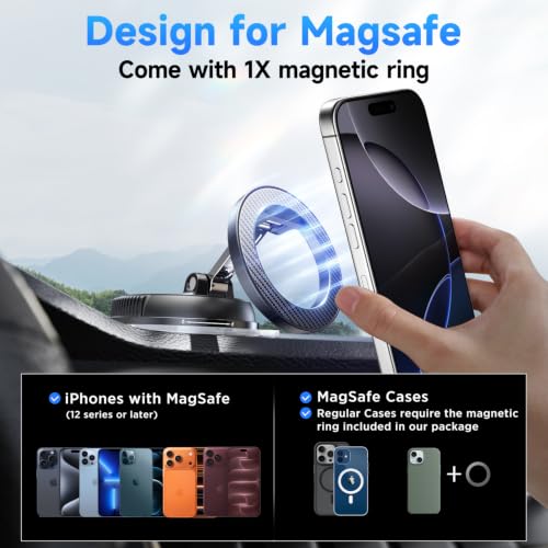 Compact Foldable Car Phone Holder for Magsafe [78+LBS Strongest Suction & 2400gf Strongest Magnetic] 360° Adjustable Car Phone Mount, Phone Holders for Your Car for iPhone 18-12 Pro Max (Carbon Fiber) - color: Carbon Fiber