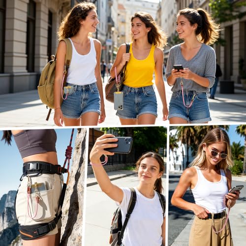 MoKo 2 Pack Stretchy Phone Lanyard Tether Retractable Phone Strap - color: Old Rose