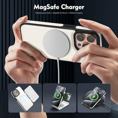 Shieldtop Compatible with MagSafe iPhone 14 Pro Wallet Case,White | 2 in 1 Detachable Magnetic,Credit Card Holder Slots,RFID Blocking,PU Leather,Kickstand,Flip Folio Phone Cover for Men & Women - color: White, size: iPhone 14 Pro 6.1"