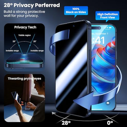 Uyiton for iPhone 15 Pro Max Privacy Screen Protector - size: iPhone 15 Pro Max