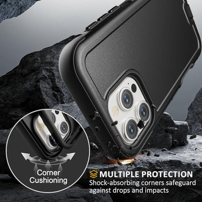 Follaroma Magnetic for iPhone 16 Pro Case, Heavy Duty Cases, Black, 6.7" | Compatible with MagSafe, Heavy Duty Shockproof,Military-Grade Anti-Drop Protective,Dual Layer Magnetic Protection Phone Cover - color: Black, size: iPhone 16 Pro 6.3''