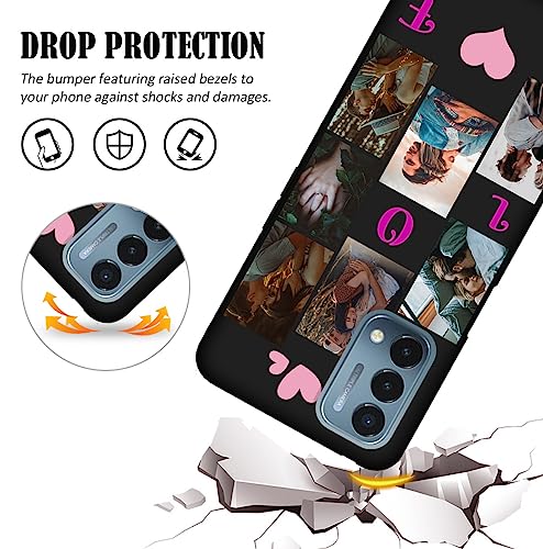 Custom Photo Case for OnePlus Nord N200 5G with Designed Picture Text Logo Name - Do It Yourself Protective Soft N 200 5 G Phone Cover Black Personlized for Dad Mom Couple - color: Black 12 - LOVE, 7 Photos