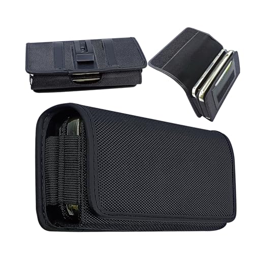 Dual Phone Case for Two Phones, Two Phone Case Holder, One Case Double Layer Holster Pouch with Belt Clip for iPhone 16 15 14 Pro Max 6.6" Large Smartphone - Black