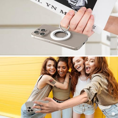 Magnetic Phone Ring Holder Grip Stand Dual Magnet Strong Magnetic Force - color: White