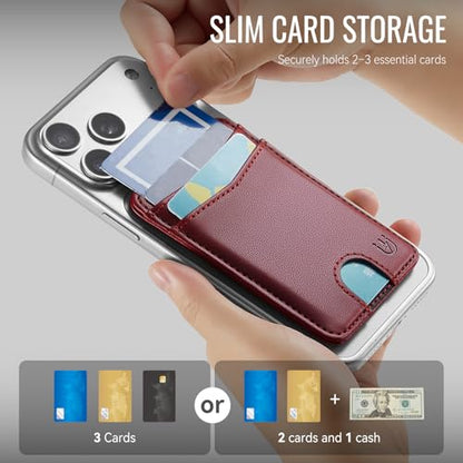 for Magsafe Wallet Magnetic Card Holder RFID Blocking, Wine Red - color: Wine Red