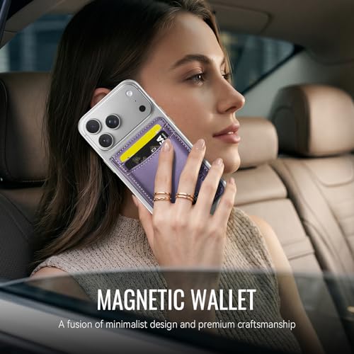 MagSafe Wallet, Magnetic RFID Blocking Card Holder & Cash Pocket, Compatible with Magsafe Phones and Cases for iPhone 17/16/15/14/13/12/Plus/Air/Pro/Pro Max - color: Purple