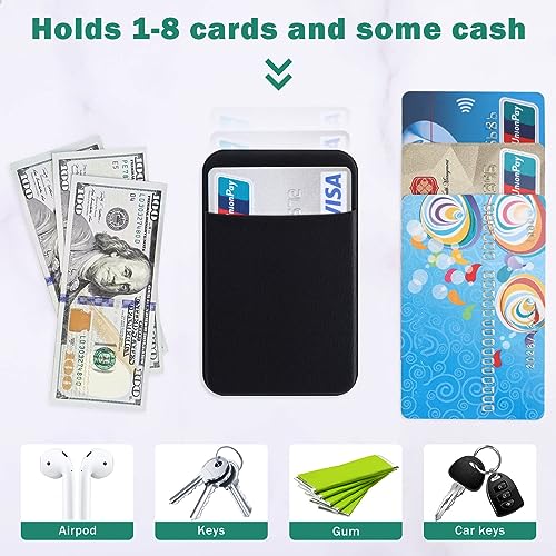 Fulgamo Phone Wallet Stick on,Card Holder for Phone Case,Phone Card Holder - color: 2Black,1Navy Blue