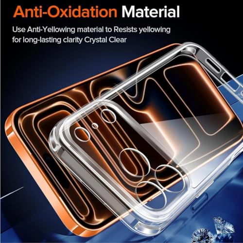 Case Clear for iPhone 15, [Upgraded Non-Yellowing] Military-Grade Protection Shockproof Bumper Transparent Ultra Slim Protective Case Cover, Anti-Scratch Back, Non-Slip