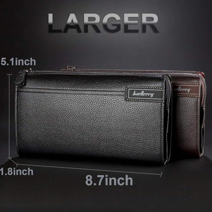 Mens Wallet Long Purse Leather Clutch Large Business Handbag Phone Card Holder Case Gift for Men Father Son Husband Boyfriend - color: Y-brown