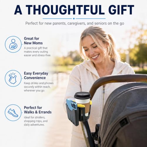 2 in 1 Universal Cup Holder with Phone Mount Tool-Free Clamp On for Stroller Walker Wheelchair Bike Scooter 360 Degree Rotatable Yellow - color: Yellow