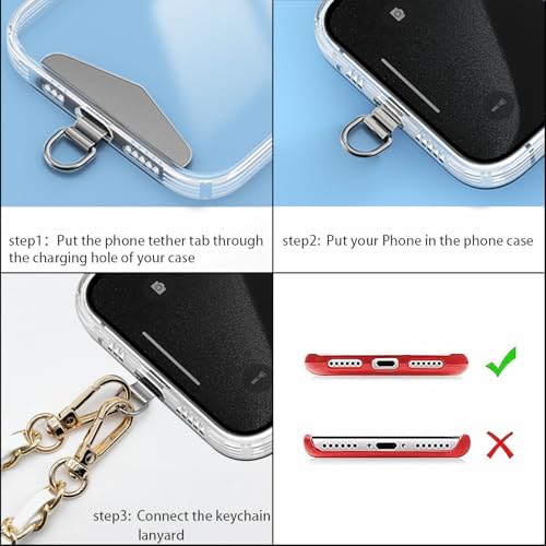 TENOC Universal Metal Phone Wrist Strap/Crossbody Chain - color: C-white
