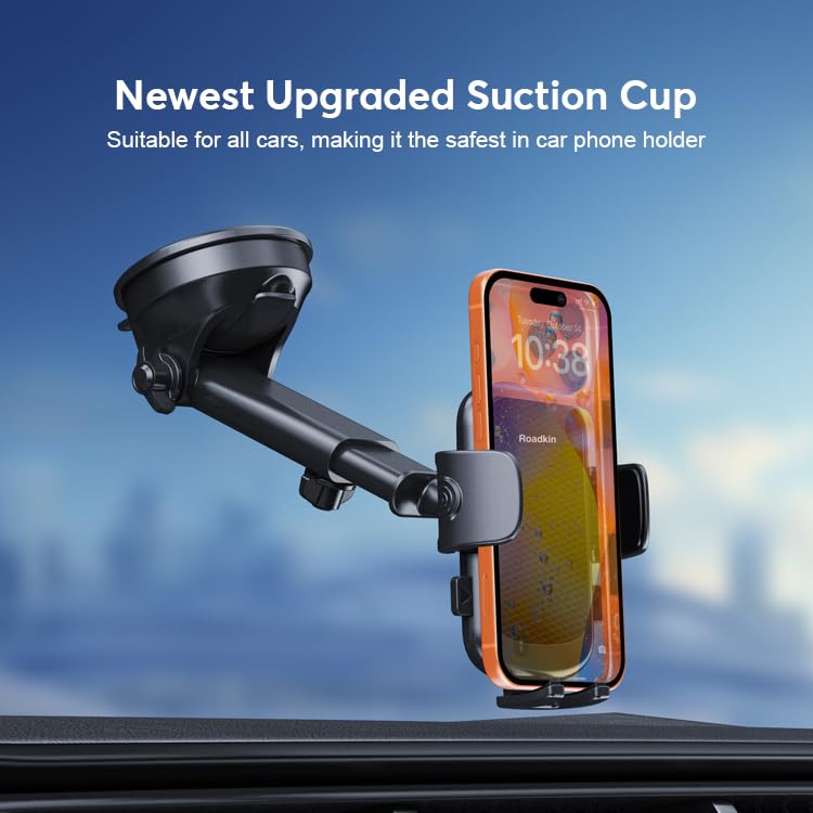 Car Phone Holder,2026 Military Grade,Strongest Suction, Heat Resistant Material, Universal Dashboard and Windshield Mount with Adjustable Suction Cup, Compatible with All Smartphones