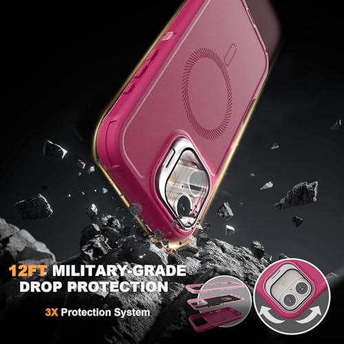 Follaroma for iPhone 16 Case with Magnetic,Heavy Duty Case,6.1'', Hot-Pink - color: Hot-pink, size: iPhone 16 6.1''