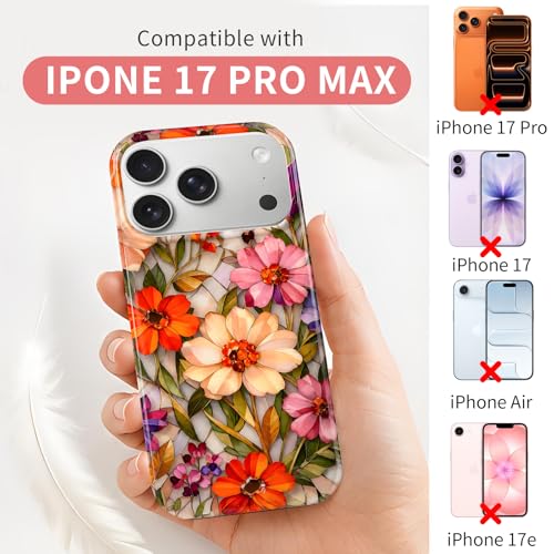 Case Compatible with iPhone 17 Pro Max, 2025 Anti-Yellow Ultra Transparent Soft TPU Phone Case, Shockproof Anti-Slip Slim Lightweight Full Coverage Protective (Glass Flowers) - color: Glass flowers