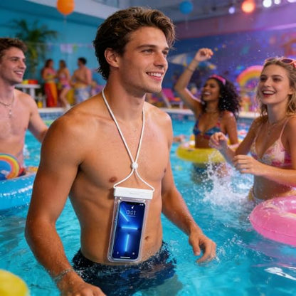 Waterproof Cell Phone Pouch Protective Travel Accessories White | Waterproof Mobile Phone Holder Dry Bag for Women Men Summer Vacation Beach Pool Cruise Outdoor Adventure - color: White