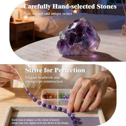 SURPHY Natural Stone Phone Charm, Beaded Phone Wrist Strap with Tether Tab - color: Amethyst