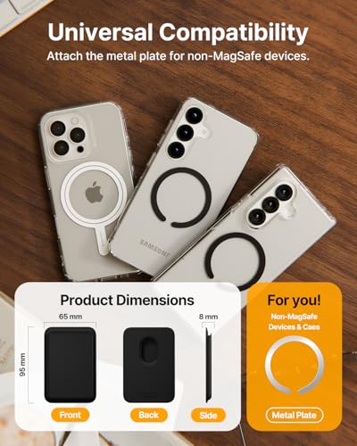Sinjimoru Magnetic Card Wallet for MagSafe, Vegan Leather, Carbon Black - color: Carbon Black