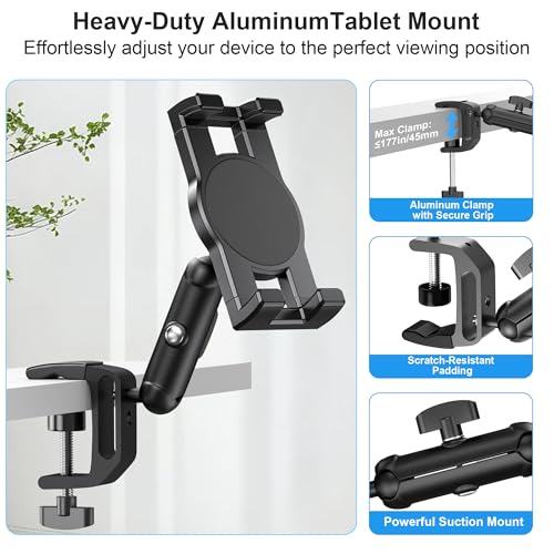 iPad Under Cabinet Mount, Kitchen Tablet Holder, iPad Desk Mount with Clamp - size: Small
