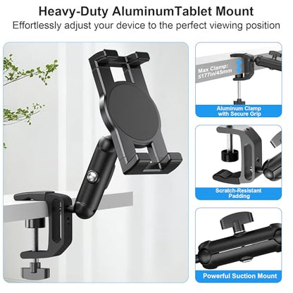 iPad Under Cabinet Mount, Kitchen Tablet Holder, iPad Desk Mount with Clamp - size: Small