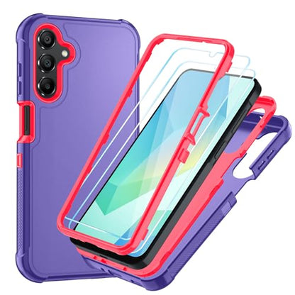 for Samsung Galaxy A16 5G Case : 3-Layer Shockproof Phone Cover with HD Screen Protector,Hybrid Protective Military-Grade Drop Protection for Galaxy A16 5G Phone Case(Violet/Pink) - color: Violet/Pink