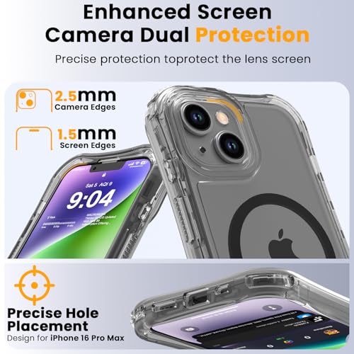 WRJ Magnetic Clear for iPhone 13 Case,iPhone 14 Case,[Compatible with MagSafe][Military Grade Drop Protection] Transparent Full Body Shockproof Protective Phone Case-Black - color: Black, style: Transparent