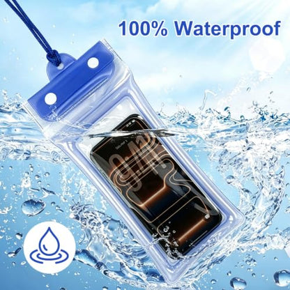 5 Pack 8.6" Multicolor Floating Waterproof Phone Pouch, IP68 Airbag Case with 3-Layer Ziplock, Clear Dry Bag with Lanyard for Beach, Swimming, Cruise Essentials for iPhone 17 16 Pro Max,Samsung