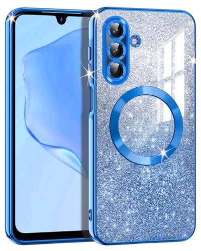 Casetego for Galaxy A17 5G Case,Compatible with MagSafe,Clear Magnetic Glitter Gradient Sparkle Luxury Plated Soft TPU Bumper Full Camera Lens Protector for Samsung Galaxy A17 5G,Deep Blue - color: Deep Blue, size: Galaxy A17 5G