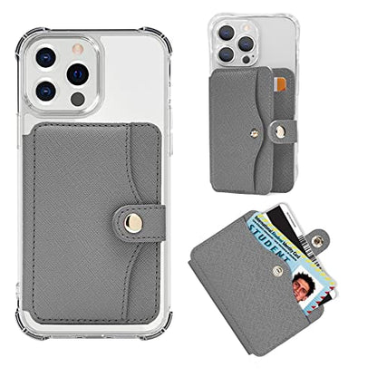Phone Wallet For Men,Card Holder For Back Of Phone With 1pc Sticky Adhesive - color: Gray