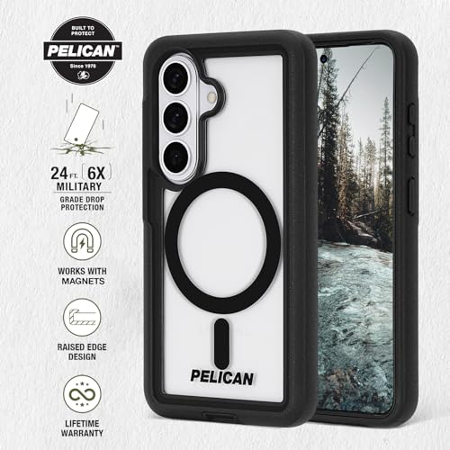 Pelican Voyager Samsung Galaxy S26 Case - Rugged Phone Case - Black/Clear | Magnetic & Wireless Charging Case with 24ft Military-Grade Drop Protection & Belt Clip Holster for Samsung Galaxy S26 - color: Voyager Black/Clear, size: Samsung Galaxy S26