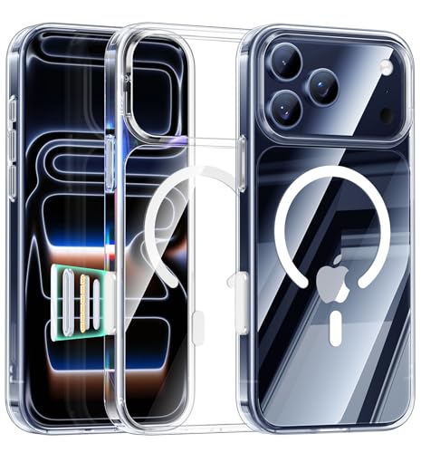 Maledan for iPhone 17 Pro Case Clear with MagSafe, Camera Control - Slim Magnetic 17 Pro Case, Military Drop Protection Phone Cover for iPhone 17 Pro, Non-Yellowing Transparent - color: Crystal Clear - Magnet, size: iPhone 17 Pro 6.3"